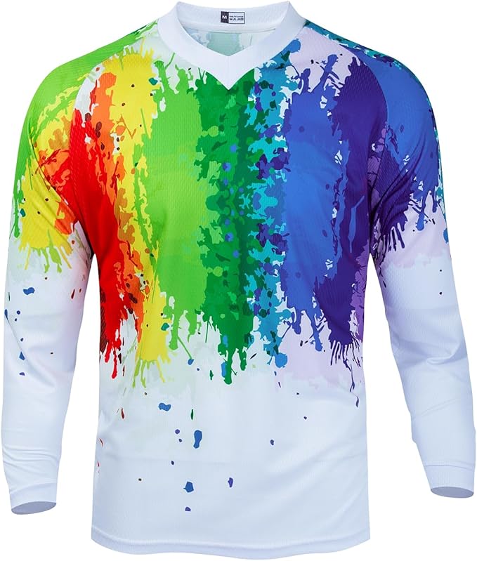 JPOJPO Men's Mountain Bike Jersey Long Sleeve MTB Off-Road Racing Downhill Motocross Shirts Quick Dry&Moisture-Wicking Tops