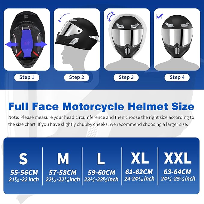 Motorcycle Helmets for Adult Men Women,Full Face Motorcycle Helmet,MG666 DOT Approved Motorbike Racing Street Bike Helmets with Two Visors