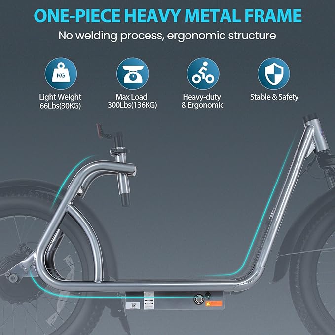 Caroma Electric Scooter with Seat for Adults, 800W Peak Motor, 20MPH & 30Miles Long Range, 20" Fat Tire Commuter E-Scooter with Basket for Grocery, Pets, and Daily Commute