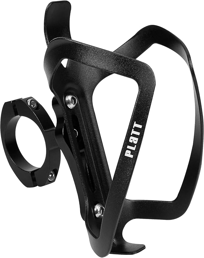 PLATTBK Platt Bike Bottle Cage Mount Aluminium Alloy Bicycle Water Bottle Cage Handlebar/Seatpost Mount for Road Bikes MTB Kids Bike (Black Holder+Mount), US062M