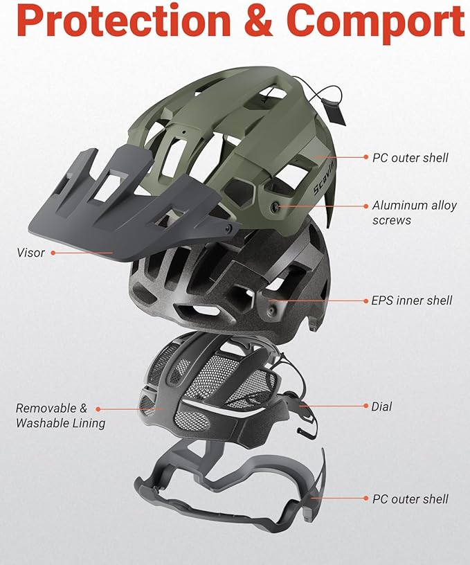 Mountain Bike Helmet for Adult, NTA 8776 E-Bike & Road Bicycle Helmet Certified Adjustable MTB Cycling for Men Women Youth Visor &Magnetic Buckle