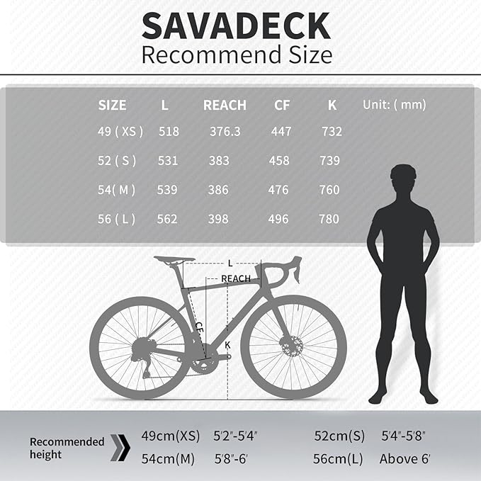 SAVADECK Carbon Road Bike,Lightweight Full Carbon Racing Bicycle with Shimano 105 R7120 24S Shift Groupset and Hydraulic Oil Disc Brake Bike