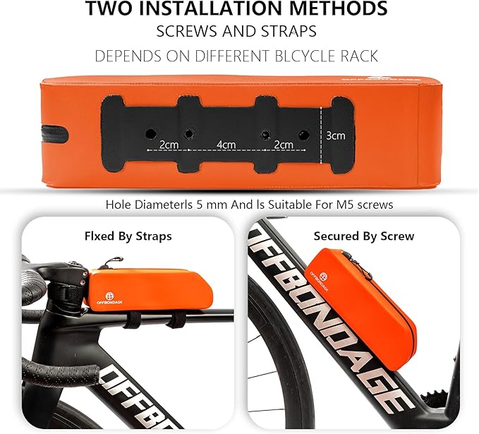 Waterproof Bike Top Tube Bag - TPU Bolt-On & Strap Mount Frame Pack, Lightweight Aerodynamic Cycling Storage for Mountain/Road/Gravel