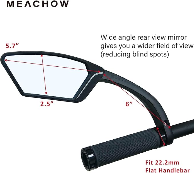 MEACHOW New Scratch Resistant Glass Lens,Handlebar Bike Mirror, Rotatable Safe Rearview Mirror, Bicycle Mirror,ME-002