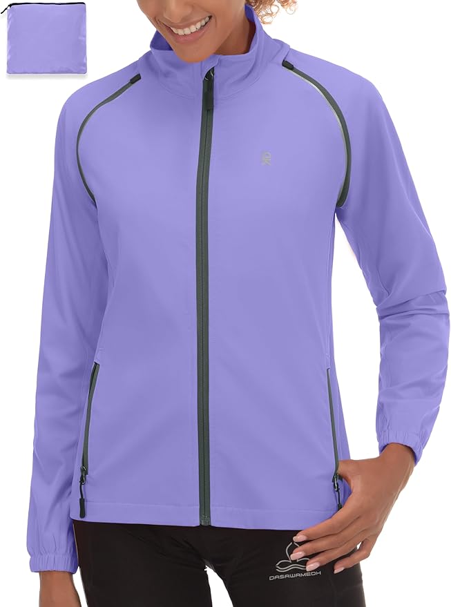 Little Donkey Andy Women's Lightweight Waterproof Cycling Jacket with Removable Sleeves for Biking Running Golf