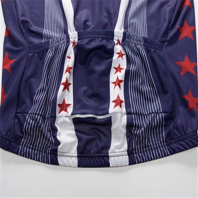 JPOJPO USA Cycling Jersey Men Short Sleeve Bike Shirts Biking Jersey Summer American Bicycle Tops with 3 Pockets Reflective