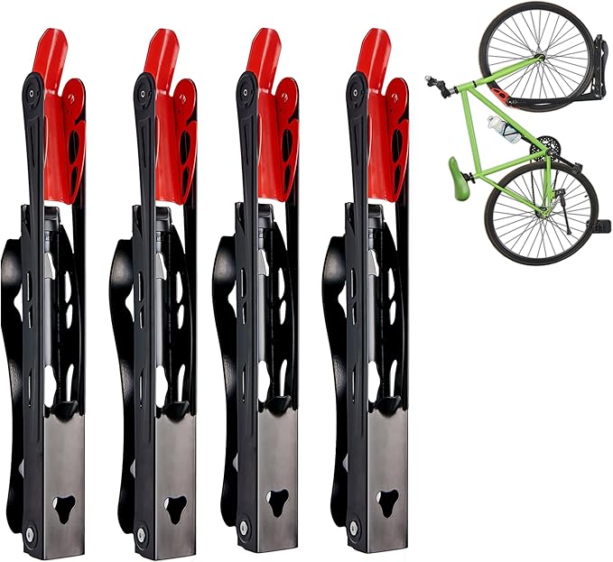 Wallmaster BIKEPAL Swivel Bike Rack, Wall Mounted Vertical Bike Storage Hanger, Space Saving for Home and Garage, 4 Pack