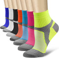 QUXIANG Compression Socks for Women & Men Circulation 3/6/7 Pairs Arch Ankle Support 15-20 mmHg Best for Running Cycling