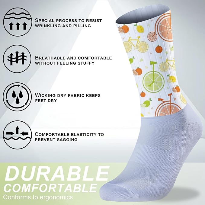 Cycling Socks Athletic Crew Socks Breathable Cushioned Compression Running Hiking Socks For Mens Womens