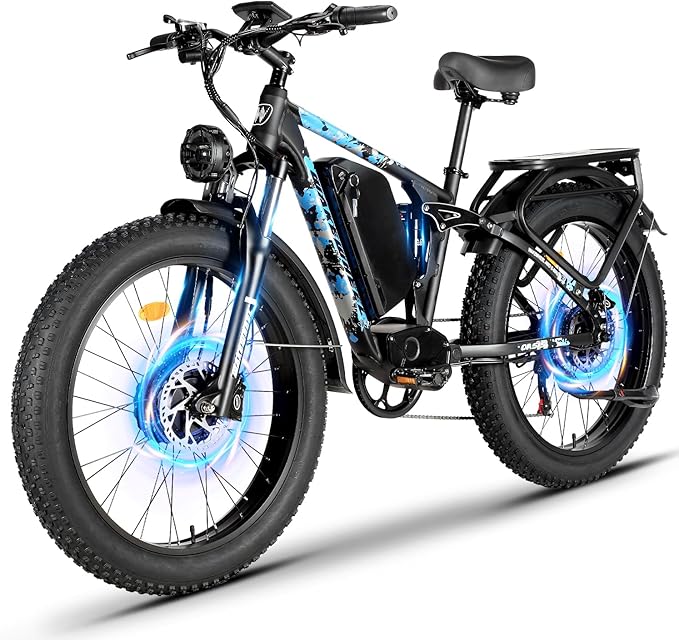 8000w Electric Bike for Adults, 60V 32Ah Battery Ebike, Fat Tire & Long Range Electric Bicycles, 210Nm Mountain Bike Full Suspension, Hydraulic Brake Electric Bicycle
