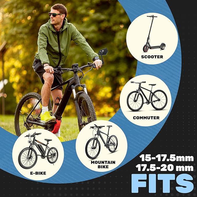 Bar End Bike Mirror 360° Adjustable Foldable Bicycle Rear View Mirror fits 15-20mm Inner Diameter, For Road Mountain E-Bike Scooter Adult（Universal for Left And Right）