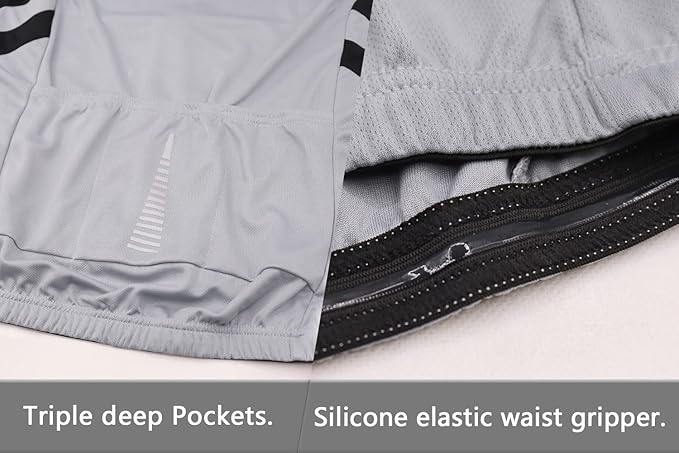 ARSUXEO Men's Full Zipper Long Sleeves Cycling Jersey Bicycle BikingBike Shirt 6030