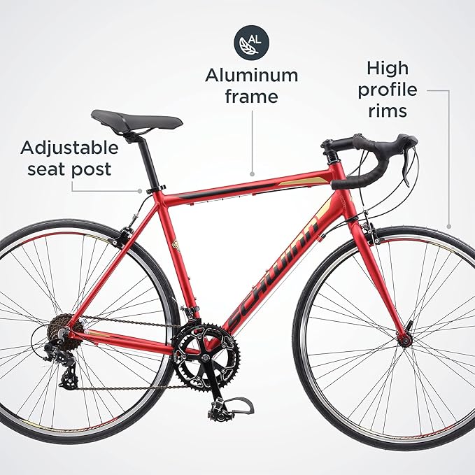 Schwinn Volare 1300 Road Bike, 700c Mens and Womens Bike, 14-Speed Drop Bar Road Bicycle, Aluminum Frame, Sport Tires, Fitness Seat, Alloy Caliper Brakes, Adult Bicycle