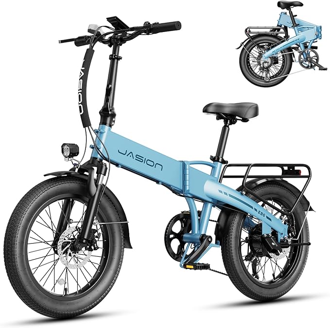 Jasion Electric Bike for Adults, 1000W Peak Motor Foldable Ebike, Aluminum 20'' Fat Tire Electric Bicycle Built-in 48V Removable Battery, EBS Commuter E Bikes up to 23 MPH & 45 Miles Max Range