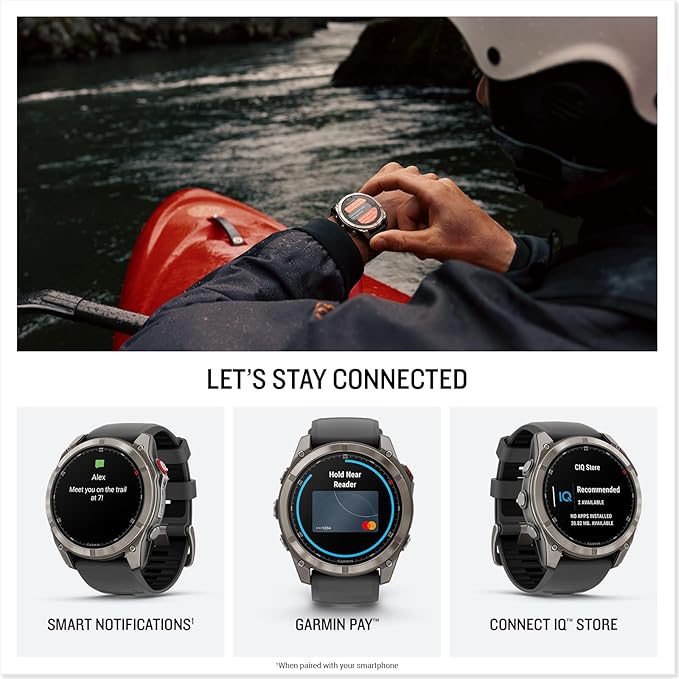 PlayBetter Garmin Fenix 8 Pro AMOLED Sapphire (51mm, Titanium/Graphite) Multisport GPS Smartwatch Bundle - 1.4” Touchscreen, inReach Technology Wireless Running Earbuds