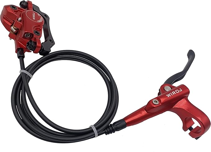 Mountain Bike Hydraulic Disc Brake Set, Front & Rear Disc Brake Kit Fit Bicycle MTB XC Trail, e-Bike, Fat Bike, Upgrade kit for Mechanical Disc Brake (Red - Left Front & Right Back)