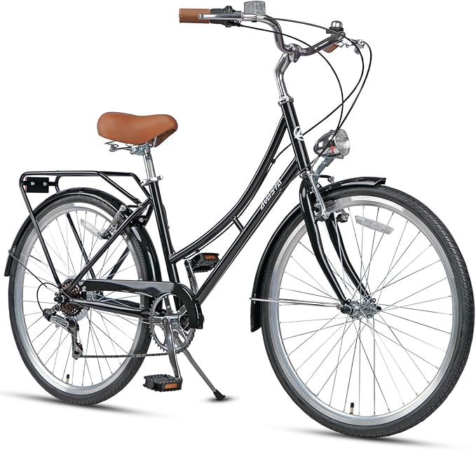 AVASTA Vela Hybrid Bike for Adult Women Female Lightweight Step Through 26 Inch High Tensile Steel Frame City Commuter Comfort Lady Bicycle, 6-Speed, Multiple Colors
