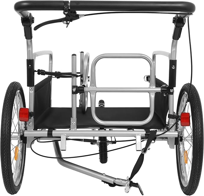 3-in-1 Heavy-Duty Bike Cargo Trailer, Bicycle Trailer– E-Bike Compatible Steel Frame, 110lb Capacity, Convertible Stroller & Pull Cart w/Suspension, 20" Wheels & Accessories