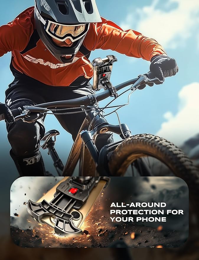 Motorcycle Phone Mount [Secure Grip][Anti-Drop], Upgrade Bike Phone Holder [1s Stable Lock], 360° Rotatable Phone Holder for Mountain Bike/ATV, Fits for iPhone/Samsung 4.7-6.9", Screw Mount