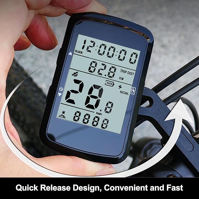 GPS Bike Computer, Wireless Mountain Bike Speedometer, Water Resist Accessories with 2.4" Screen for Long Distance Cycling