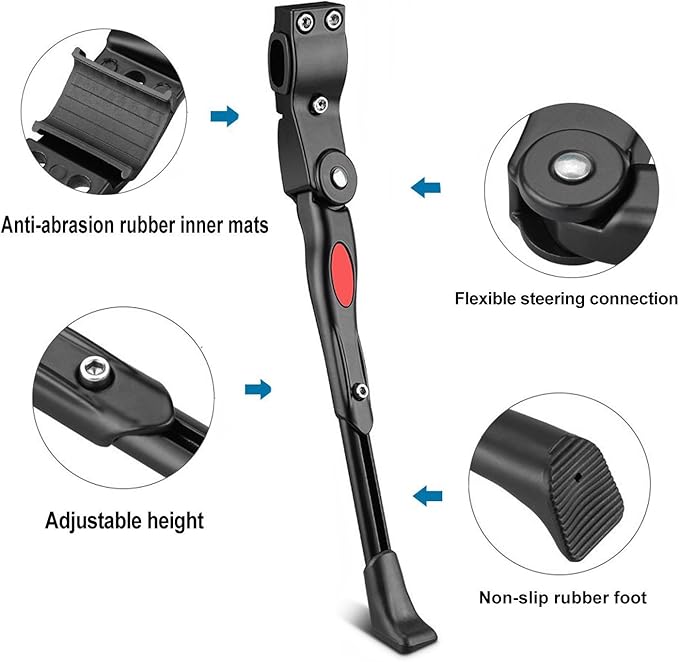 Adjustable Bicycle Kickstand, Bike Side Support Kick Stand for 22 24 26 Inch Mountain Bike and 700 Road Bike