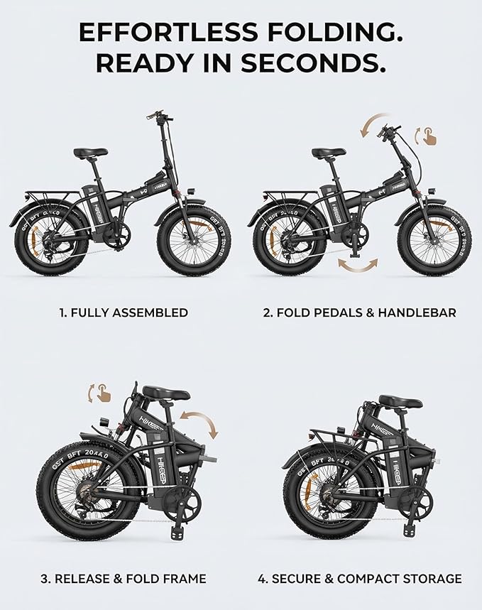 Folding Electric Bicycle for Adults - 750W High Power Motor, 16"/20" Fat Tire E-Bike, Long Range 48V 13AH/25Ah Battery, LCD Screen, Disc Brakes, Adjustable Seat & Handlebar