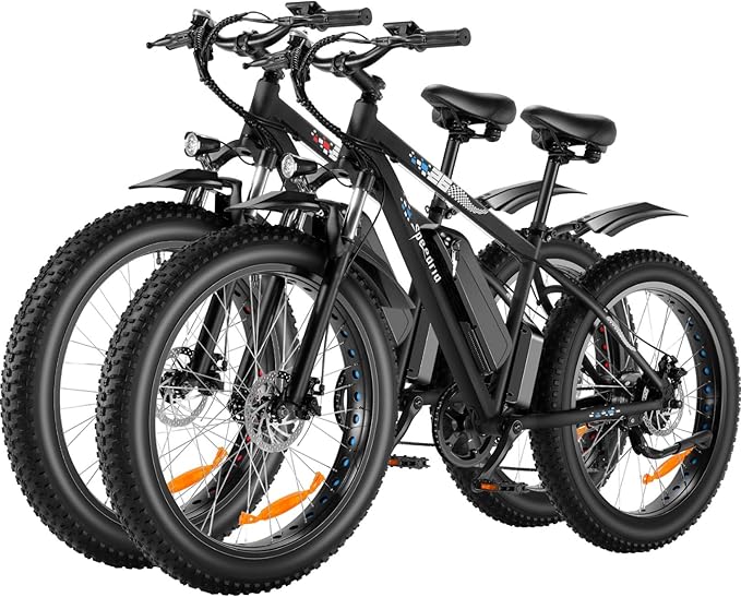Speedrid Electric Bike 26" Fat Tire Electric Bike for Adult, 25mph Peak 750W 48V 10.4/ 13Ah Removable Battery Electric Mountain Bike, Commuting Off Road Ebike 7 Speed & Front Suspension Fast Charge