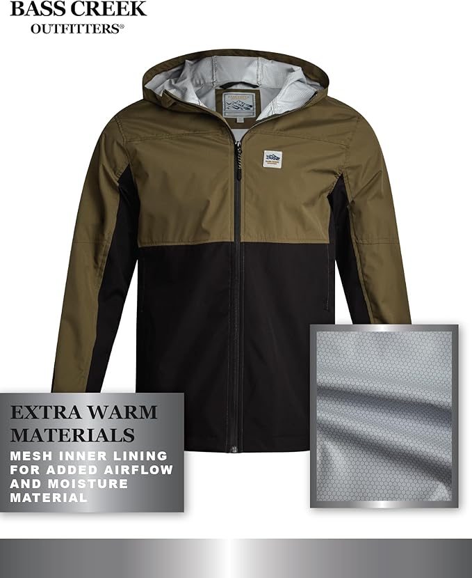 Bass Creek Outfitters Mens Windbreaker - Lightweight Mens Rain Jacket for Running Cycling Hiking with Hood
