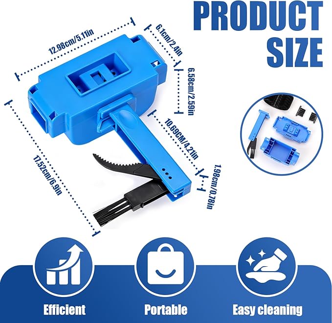 Nohumem] 5-in-1 Bike Chain Cleaner & Emergency Repair Tool Kit - Professional Bicycle Chain Scrubber, Gear Brushes, & 16-in-1 Multi-Tool - Complete Maintenance Set for Road, MTB, & E-Bikes(blue)
