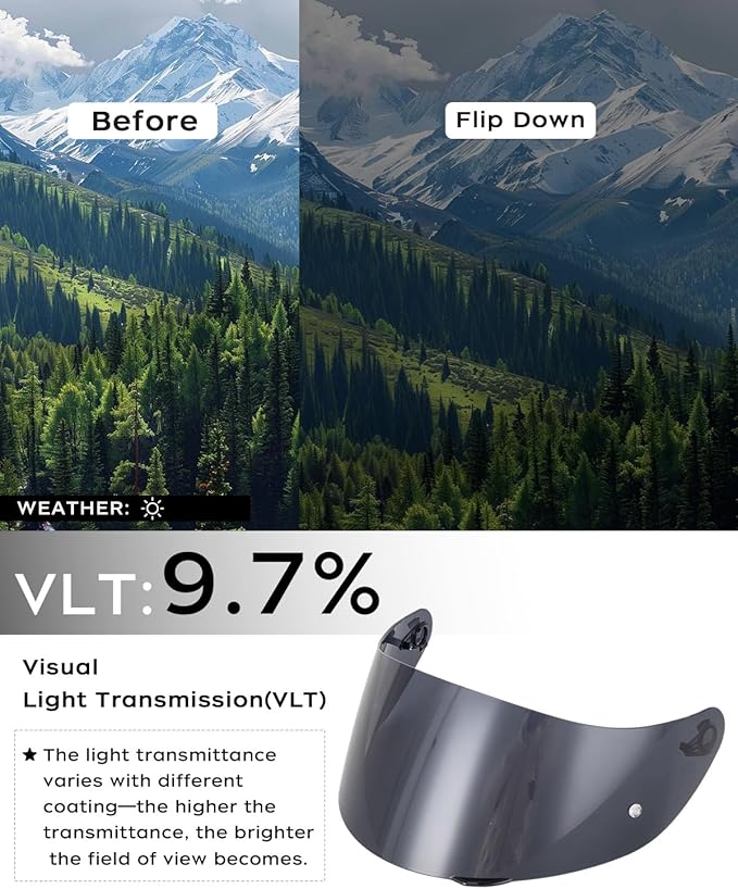 Soman K1 Helmet Visor Replacements, K1S Tinted Helmet Visor Compatible with K1 K1S K3SV K5 K5S UV Protection (Deep Smoke)
