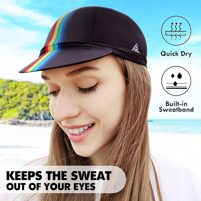 Hikenture Cycling Cap,Cooling Skull Cap Bike Hat with Sun Visor, Summer Breathable Helmet Liner Biking Cap for Men Women