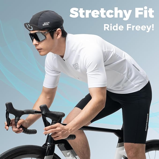 ROCKBROS Men's Cycling Jersey Short Sleeve Road Bike Shirt with 3 Rear Pockets Breathable Quick Dry Bicycle Shirt
