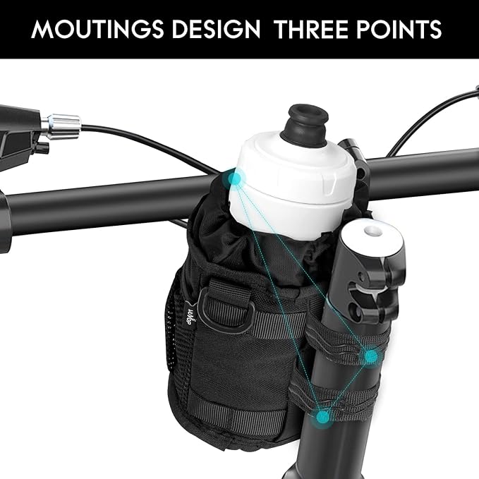 Bike Cup Holder, Water Bottle Holder Handlebar for Bikes with Mesh Pockets, Universal Cycling Bicycle Water Bottle Drink Cup Cage for Cruiser, Scooter, Mountain Bike, Road Bikes, Wheelchair