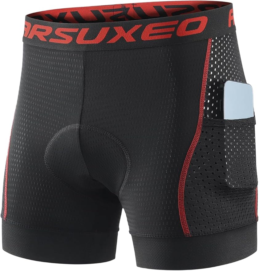 ARSUXEO Cycling Underwear Men With Pockets 4D Padded Bike Shorts Bicycle Biking Cycling Shorts