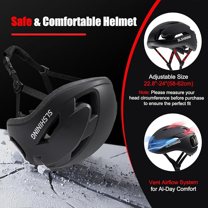 Bike Helmet, Bicycle Helmets with Light, 360° High Visibility LED Display, Lightweight Adjustable Mountain Bike Helmet with Turn Signals, Smart APP Controlled, Helmets for Adults, Youth, Men & Women