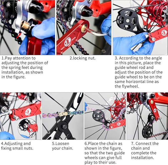 MUQZI Single Speed Chain Tensioner, Double Pulley Chain Tension Adjustment for MTB Road Bicycle Single Speed Converter