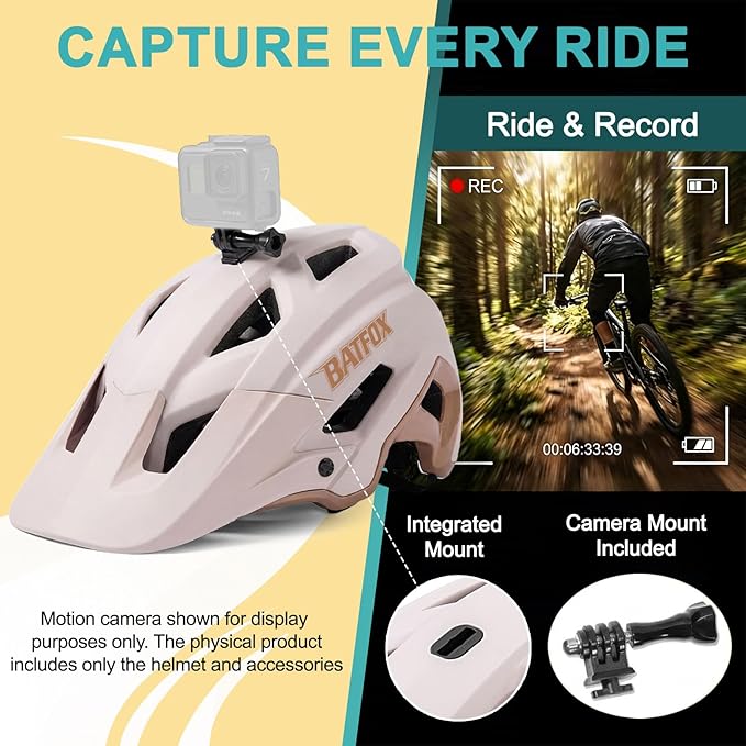 KINGBIKE NTA-8776 Mountain Bike Helmet Professional Ebike Helmets with 3-Level Adjustable Visor & Camera Mount E-MTB Helmet for Adults Men Women Youth E-Bike Safety Certified