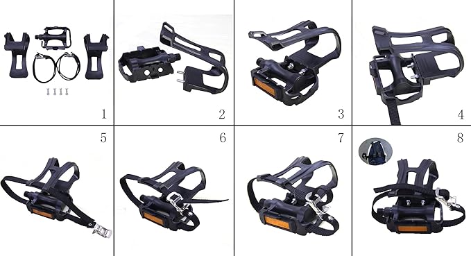 Leadrise1 Pair Nylon Cycling MTB Road Mountain Bike Bicycle Pedal Toe Clip Strap Belts- Toe Cages for Peloton Bike,Exercise Bike Pedals - Universal Fit Bicycle Pedal