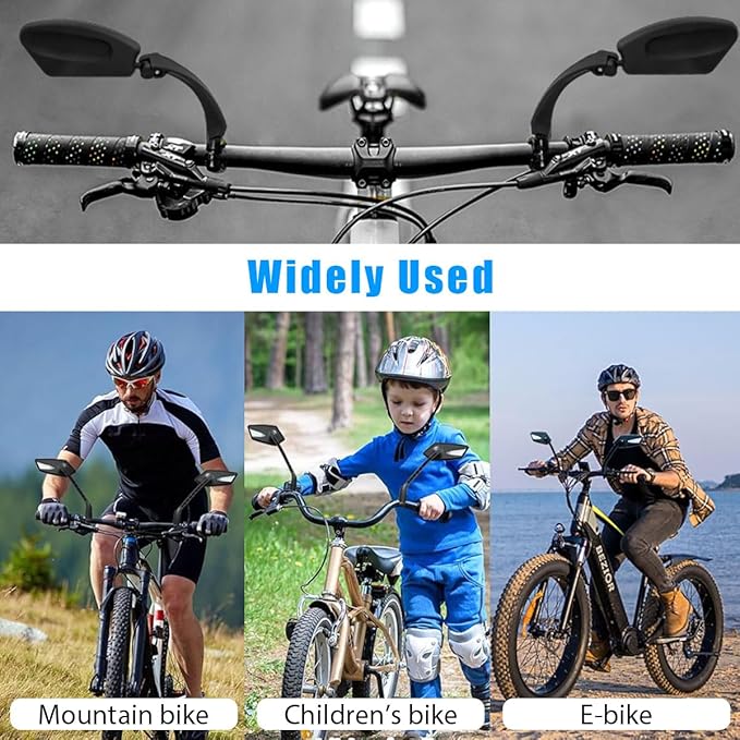 2 Pcs Bike Mirror Handlebar Mount, 360° Adjustable Bicycle Mirrors for Handlebars, HD Glass Rearview Bike Mirrors for Mountain, Road, City, and Electric Bikes