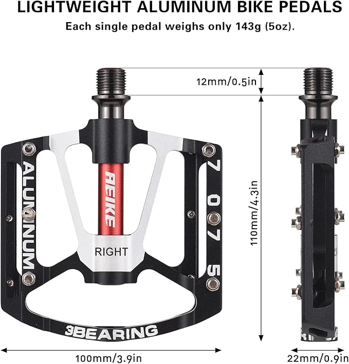 Bike Pedals, Mountain Bike Pedals Lightweight Aluminum Bicycle Pedals Road Bike Cycling Pedals Platform