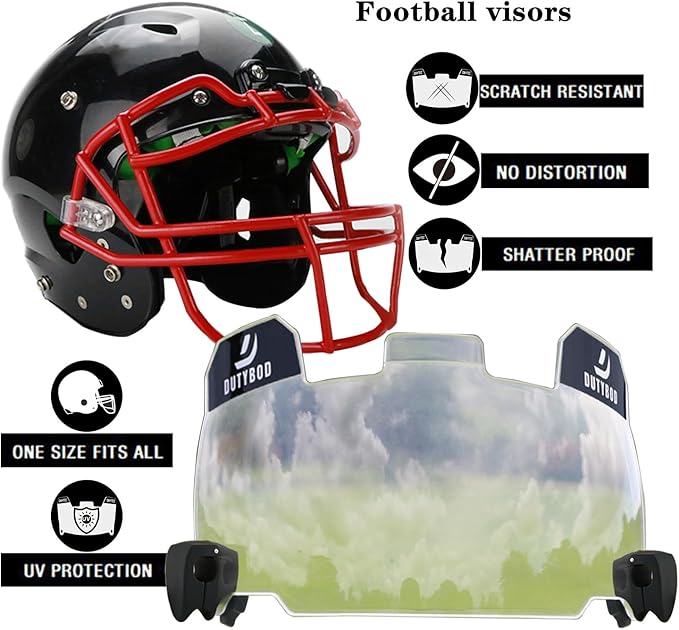 Football Visor, Clear Football Helmet Visor, Football Shield, Fits Youth and Adult Football Helmets