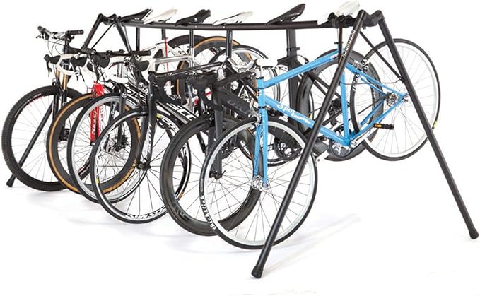 Feedback Sports | A-Frame Portable Bike Storage Rack with Travel Bag | Lightweight Collapsible Aluminum | Bicycle Hanger up to 8 Bikes | for Events | Black