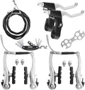 Complete Bike Brakes Set, Universal Bike Front and Rear MTB Brake, Inner and Outer Callipers Cables Lever Kit with Multi-Tool Wrenches Silver