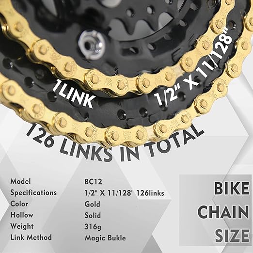 BUCKLOS 6/7/8/9/10/11/12 Speed Bike Chain, High Performance Lightweight Bicycle Chains for Road Bike/Mountain Bike/Ebike,Compatible with Shimano, SRAM, Campagnolo Silver/Gold