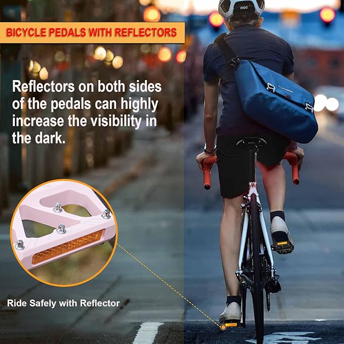 Bike Pedals 9/16 Inch - Bicycle Pedals with Reflectors - 3 Sealed Bearings MTB Pedals Wide Platform Pedals for Mountain Bike, BMX, Road Bike Pedals