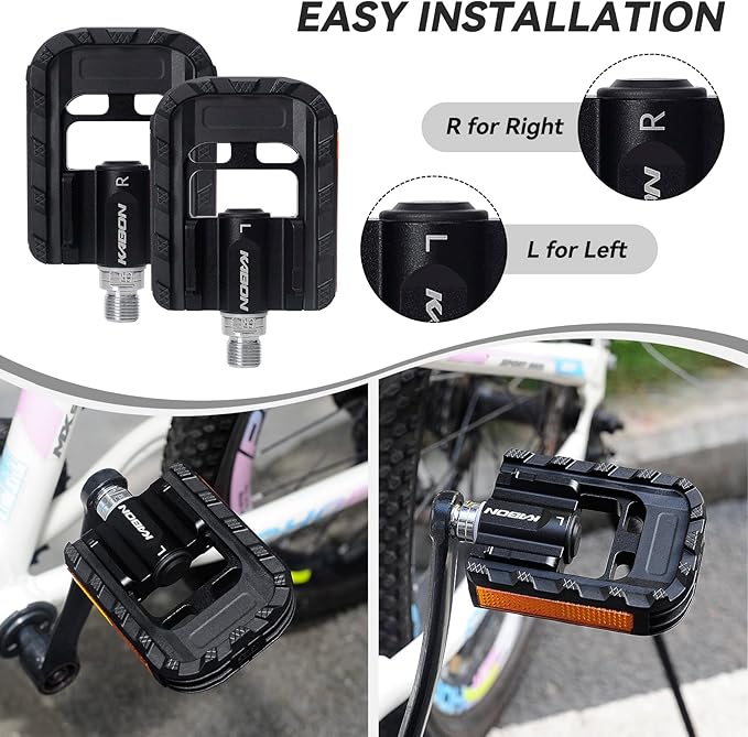 KABON Folding Bike Pedals, Bicycle Foldable Pedals with Aluminum, Universal 9/16 inch Non-Slip Cycling Pedals for Folding Bike, BMX Bike, Road Bike, Mountain Bike MTB