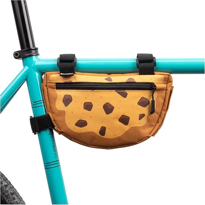 Snack! Chocolate Chip Cookie Bike Bag – Fun Bicycle Frame & Handlebar Bag with Adjustable Straps – Mounts on Top Tubes, Handlebars & E-Bikes – Sweet Cycling Storage for Everyday Rides
