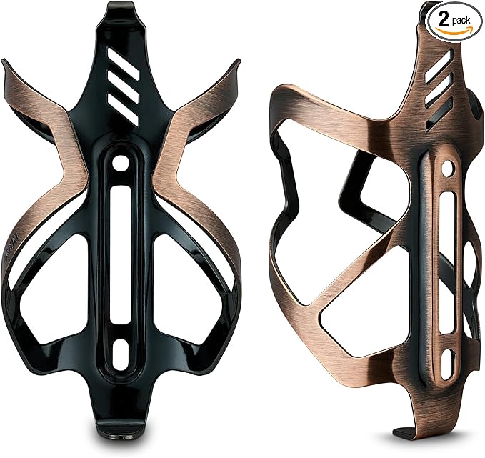Corki Cycles Heavy Duty Bike Water Bottle Holder, Lightweight Aluminum Cage Shockproof Design for Road Mountain Gravel Bikes, Holds 18-30 oz, 2-Pack Vintage Copper