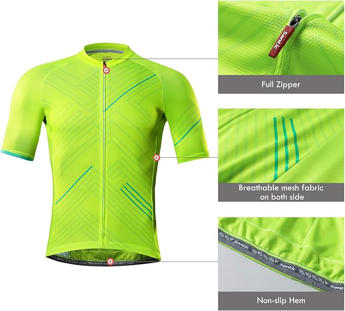Santic Men’s Cycling Jersey Short Sleeve Bike Shirts for Men Bicycle Jacket with Pockets Breathable & Quick Dry Yorkson