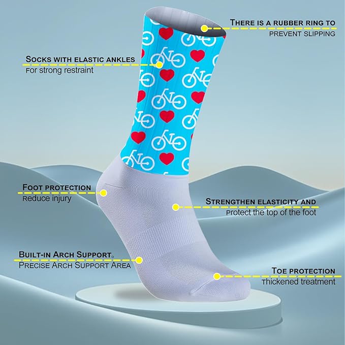 Cycling Socks Athletic Crew Socks Breathable Cushioned Compression Running Hiking Socks For Mens Womens